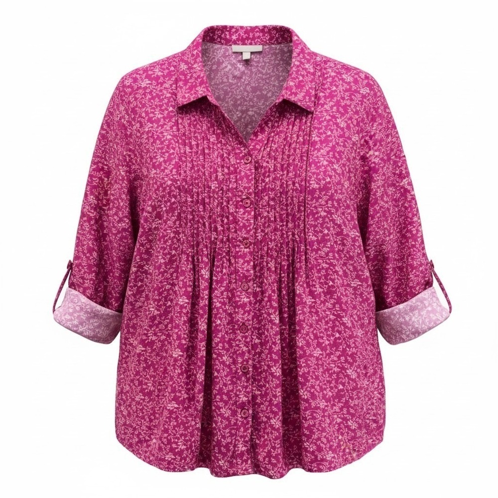 Woman Within Pintuck Blouse Pink 3X